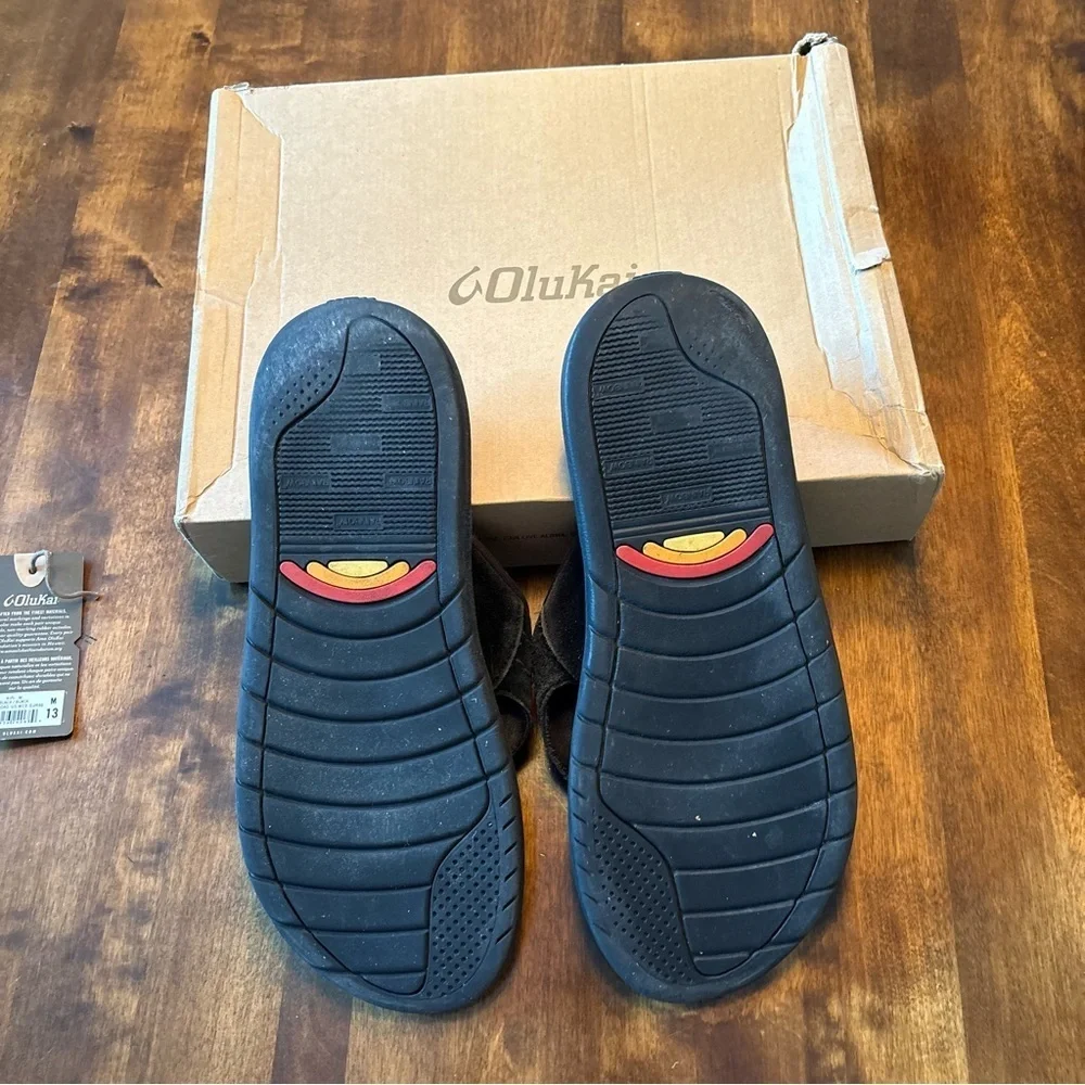 Olukai Black Kipi Men’s Sandals Size M 13